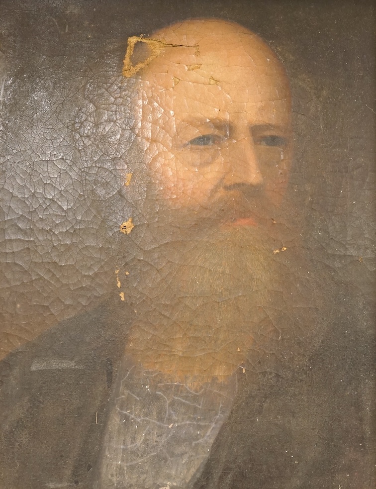 19th century, Old Master style, Portrait of a bearded gentleman, unsigned, oil on canvas, canvas damaged, 44 x 34cm